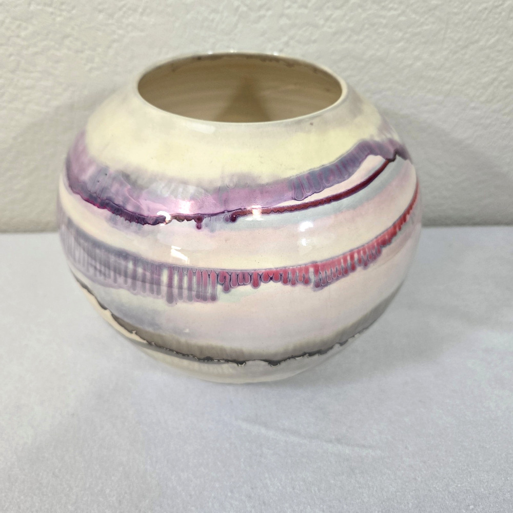 Bruce Fairman Studio Pottery Iridescent Raku Vase Signed 1993
